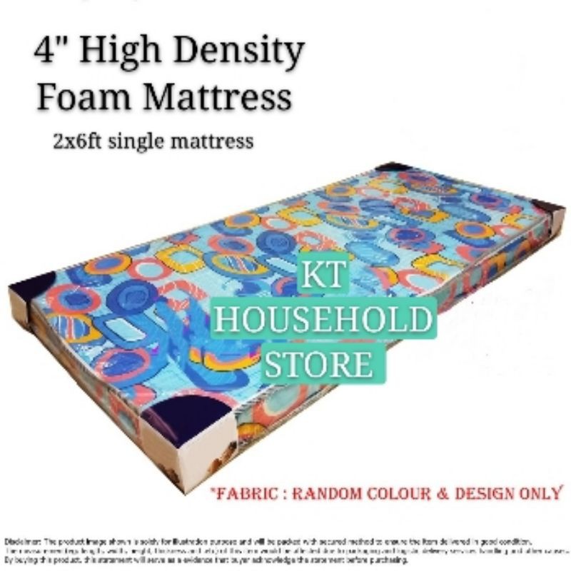 KT WARE 4" SINGLE HIGH DENSITY FOAM MATTRESS / tilam / single mattress