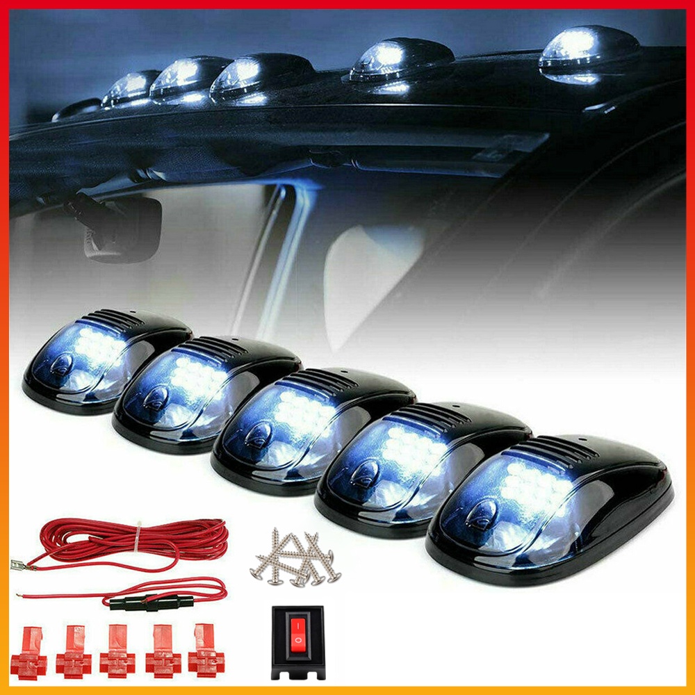 Speed Daddy 5pc Smoked Lens LED Cab Roof Marker Lights For 2002-2018 Dodge Ram Trucks