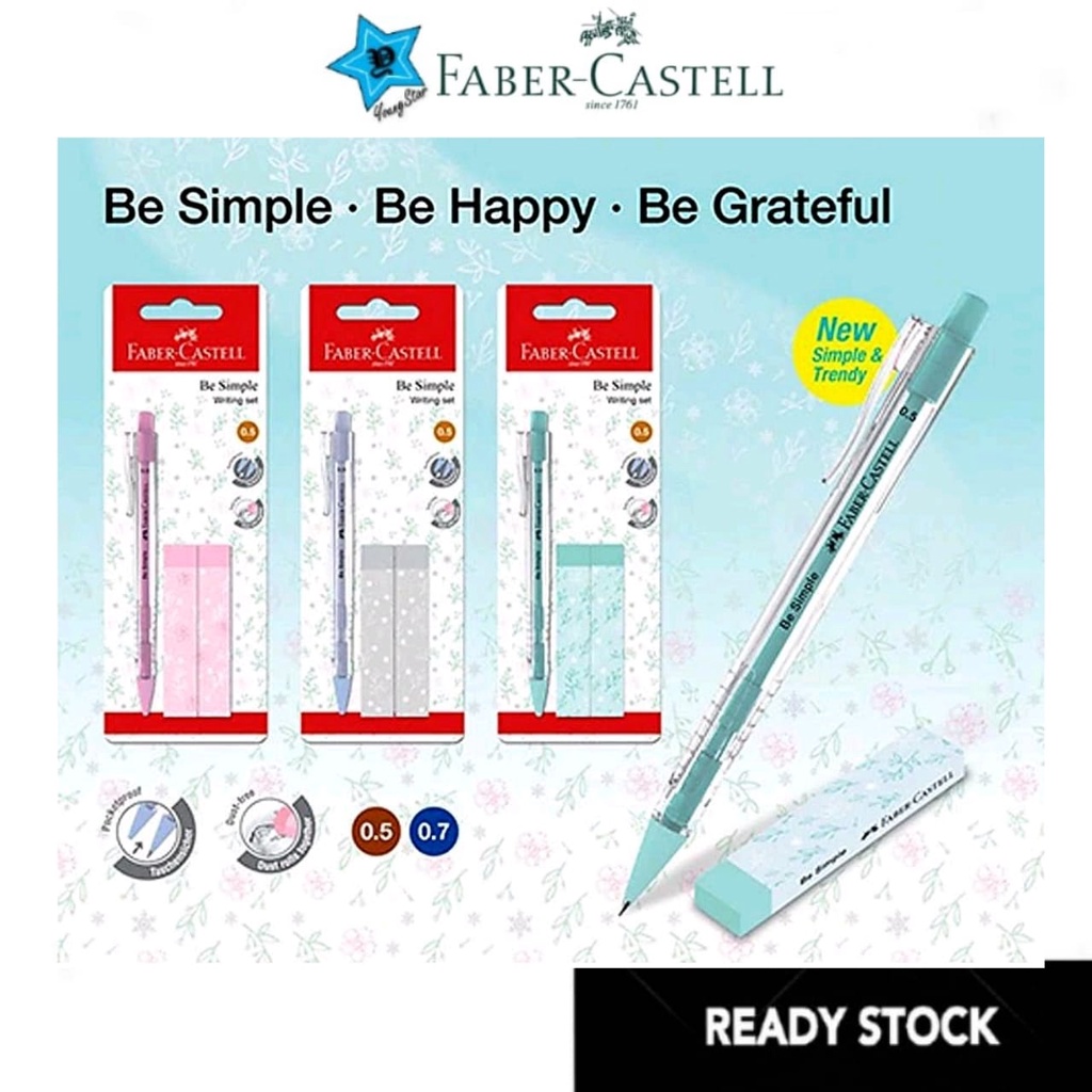 FaberCastell Be Simple Mechanical Pencil +2 Erasers Set (0.5mm / 0.7mm