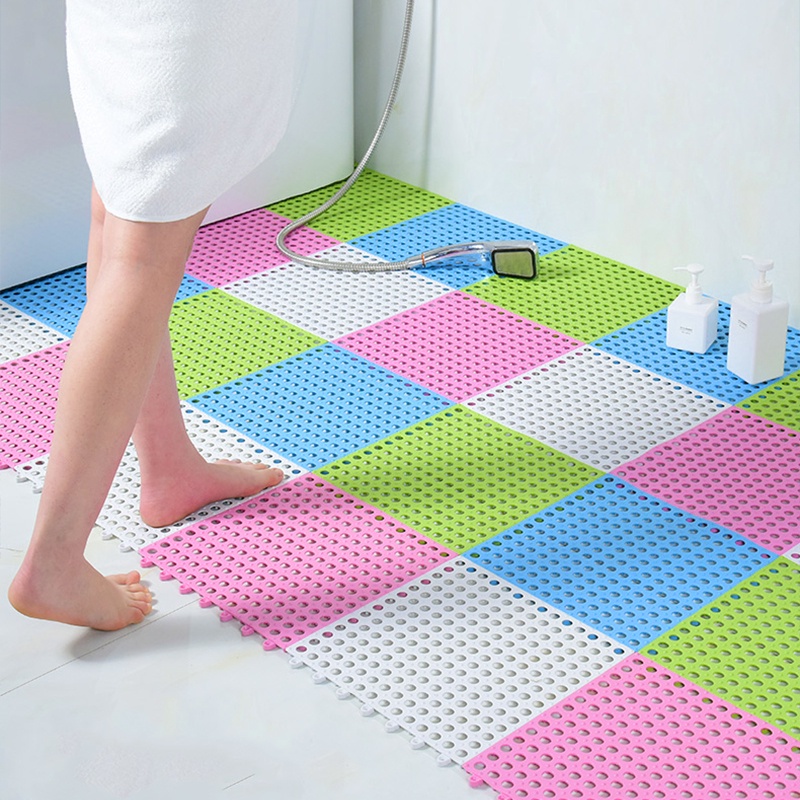 PVC Non Slip Floor Bath Mat Water Resistant Drainage Holes Rollable 30 ...