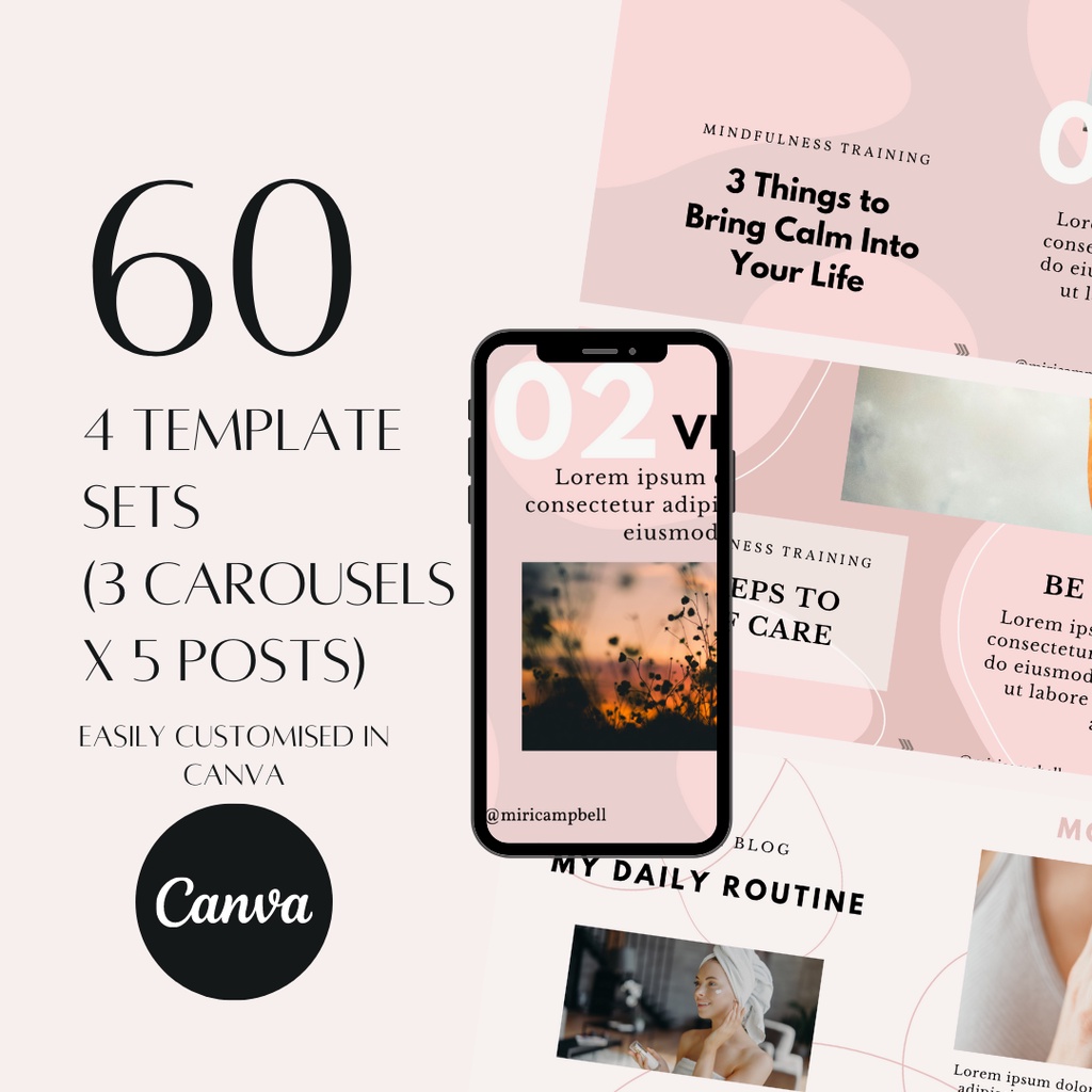 60 Social Media Canva ELLA Instagram Branding Package Templates | 4 ...