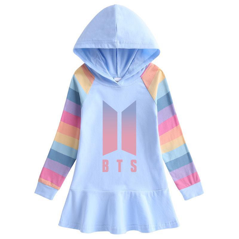 ❤️ BTS girl Hoodie KPOP official fashion skirt labuh Children's  wear white dress