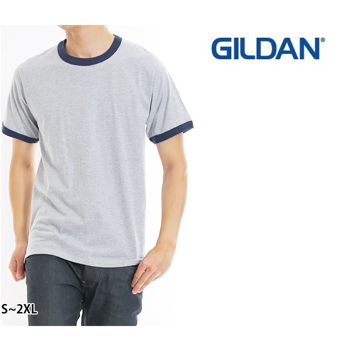 Gildan Adult Ringer T-Shirt ~ RS Sport Grey/Navy 76600 | Shopee Malaysia