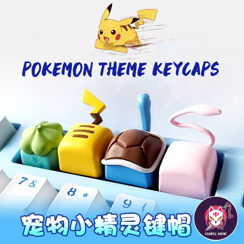 Pokemon Theme Japan Pikachu Squirtle Cherry Mechanical Keyboard Keycaps ...