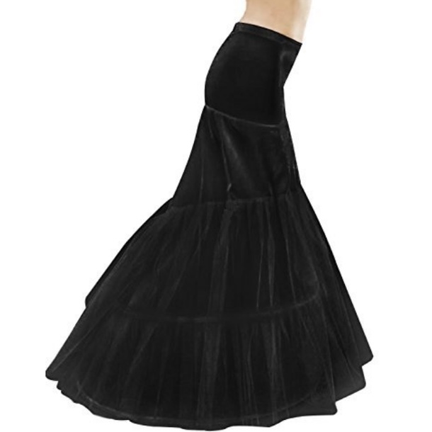Floor Length Plus Size Black Petticoat Tulle Skirt Elegant 6-Hoop
