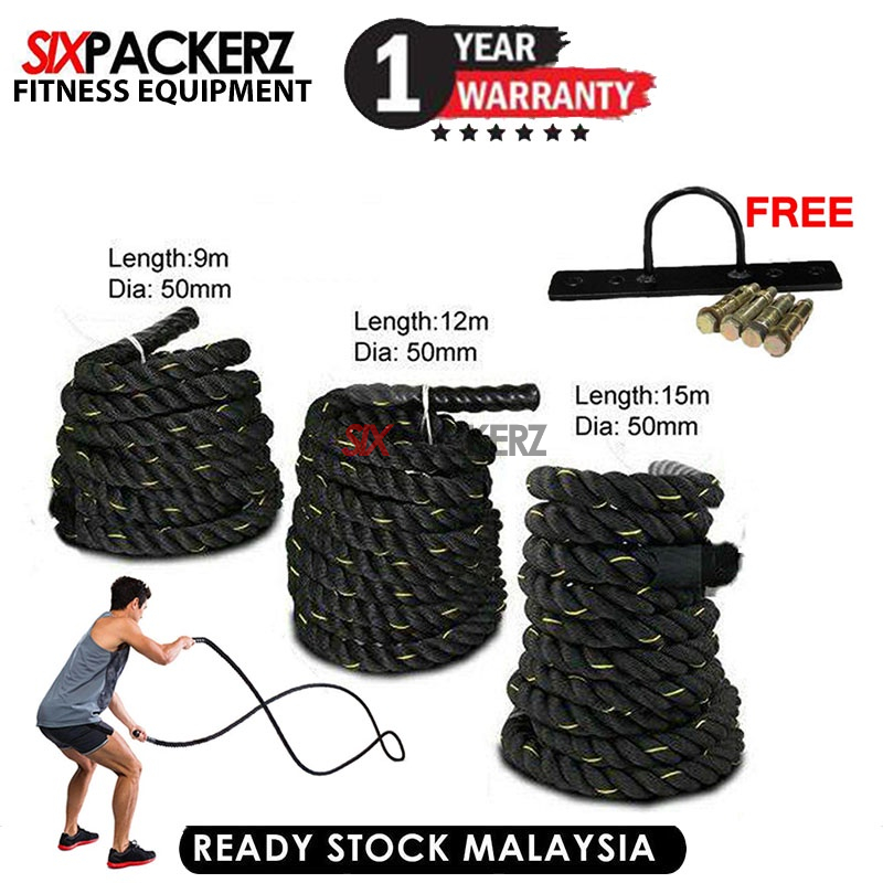 9m 12m 15m MMA Battling Rope 5cm 4cm Training Power Muscle Battle Rope ...