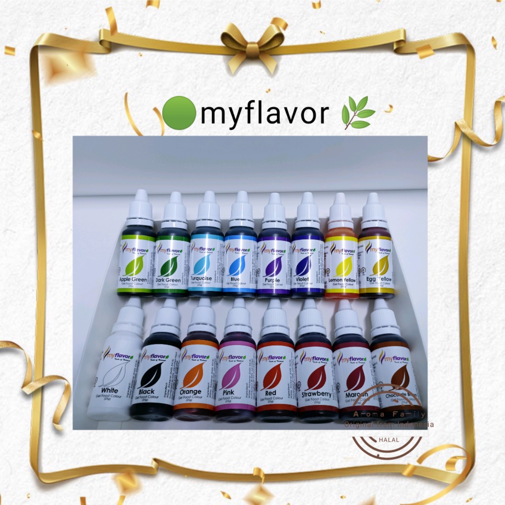 myflavor 16 bottles food colouring (ready stock) -Expiry date on