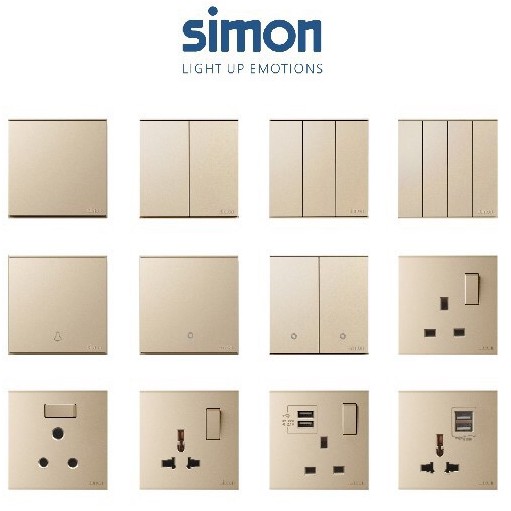 Simon E6 Series Switch / Switches & Socket Outlet FULL Champagne