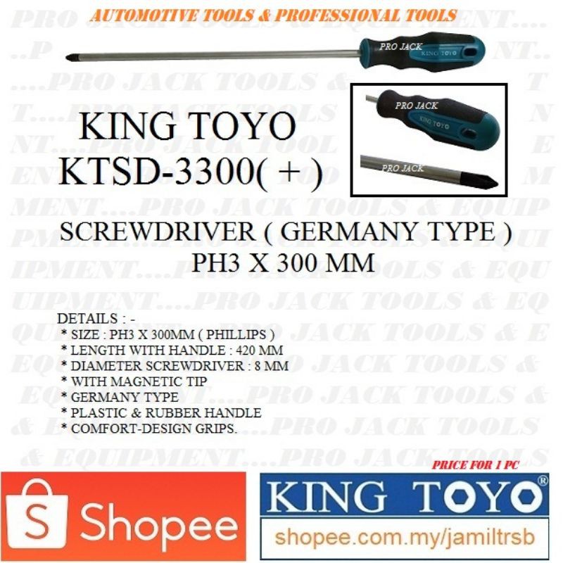 KTSD-3300( + ) ~ Original KING TOYO Screwdriver ( Germany Type ) - PH3 ...