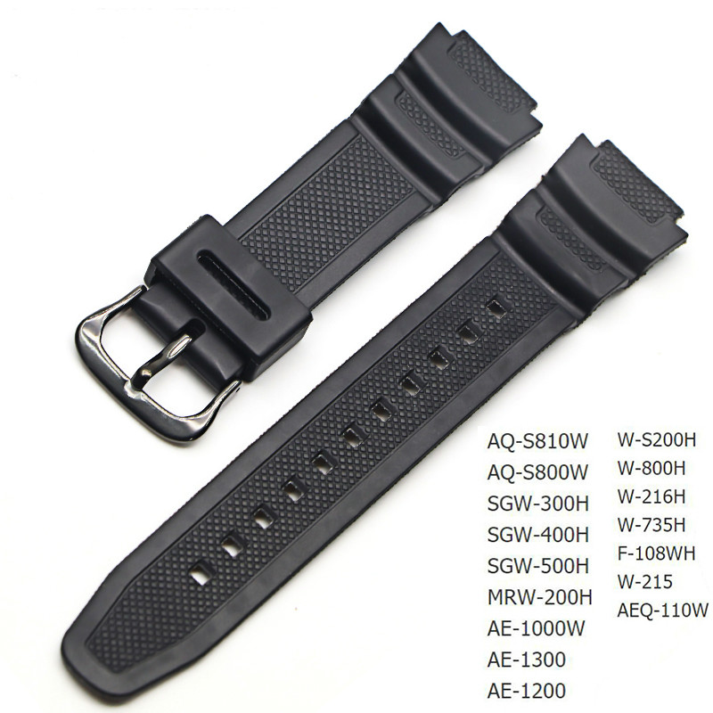 New Silicone Strap For Casio Ae 1000w Aq S810w Sgw 400h Sgw 300h Rubber Watchband Pin Buckle 9774