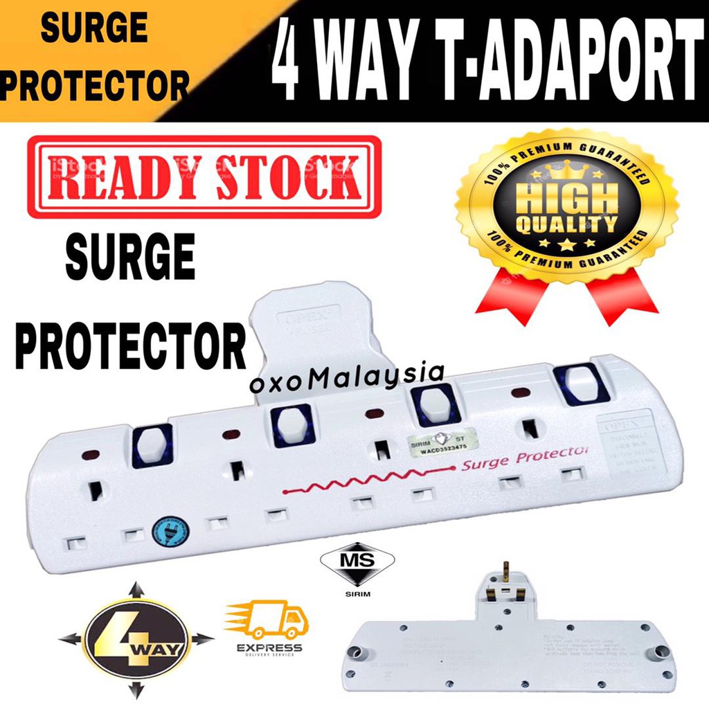T-Adaport 4 Socket Extension Neon Indicator Portable Extension Socket ...