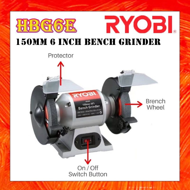 RYOBI HBG6E 150MM 6INCH BENCH GRINDER BG800 200MM 8INCH BENCH GRINDER Shopee Malaysia