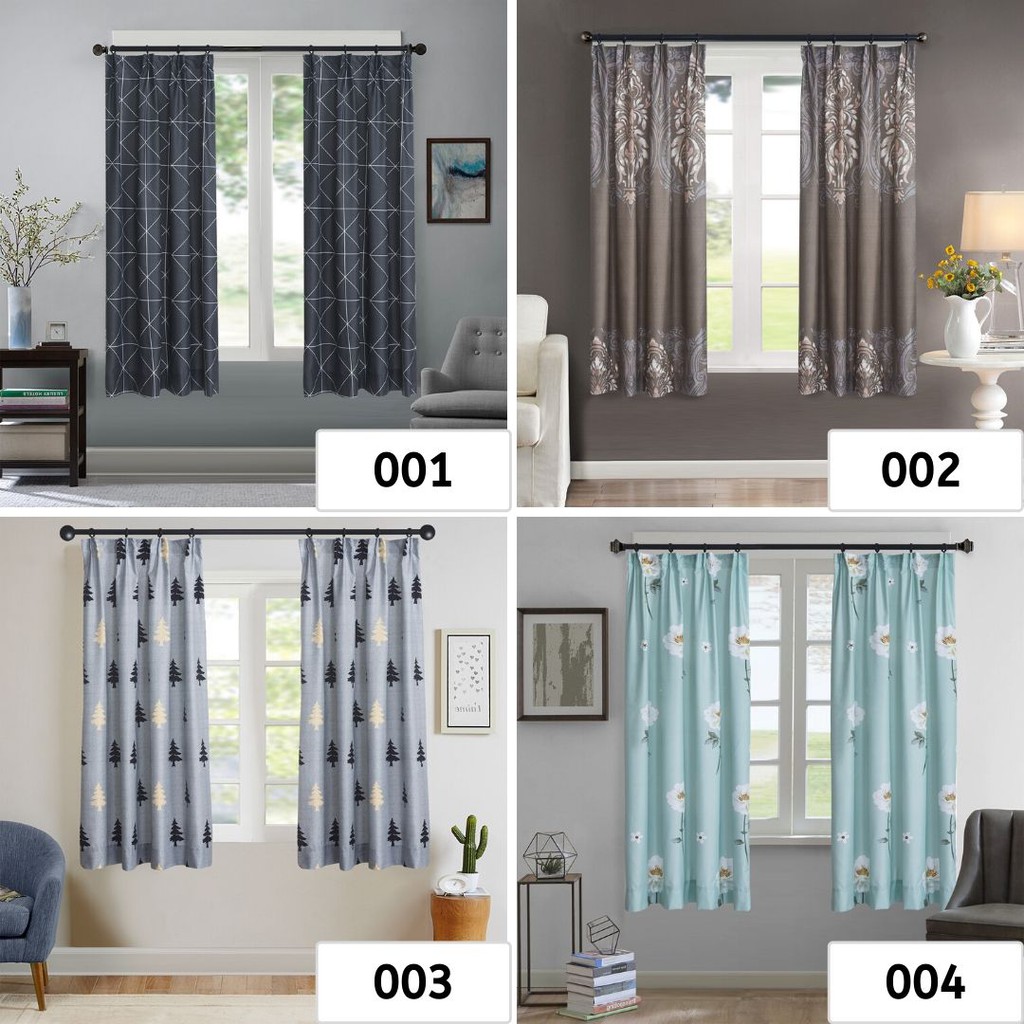 Langsir Corak Jenis Cangkuk / Hook Type Modern Curtain Semi Blackout ...