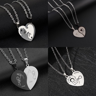 Romantic 2pcs/set Lock Key Necklace Paired Lovers Necklace Cute Heart Pendant  Necklace Couple Necklace Best Friend Jewelry