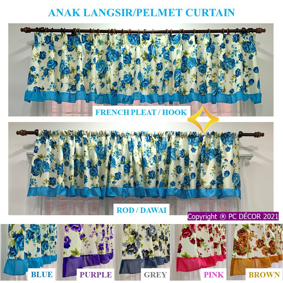 Anak Langsir / Pelmet curtain / Langsir Dapur / Rod Pocket / French