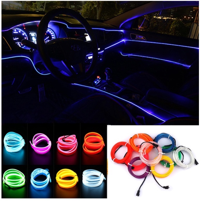[NEW LED]5Meters Car Interior Lighting LED Strip EL Wire Rope Auto ...