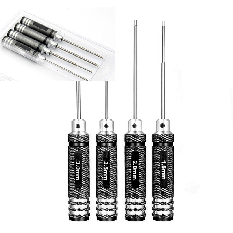 4pcs Hex Screwdriver Set 1.5 2.0 2.5 3.0mm Titanium Plating Hardened