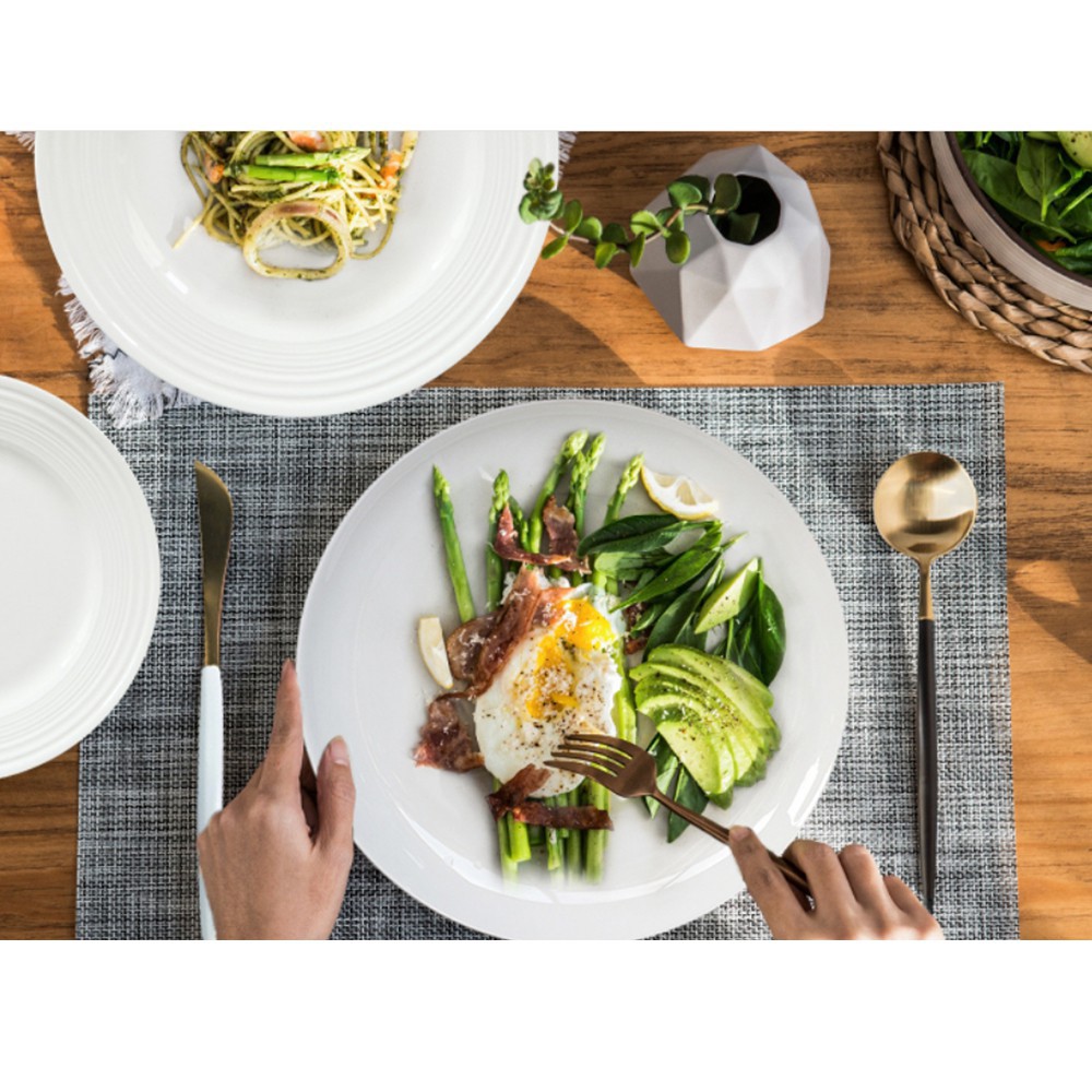 Plain White Dinner Plate Shallow 10 Inch 12 Fortified Porcelain ...