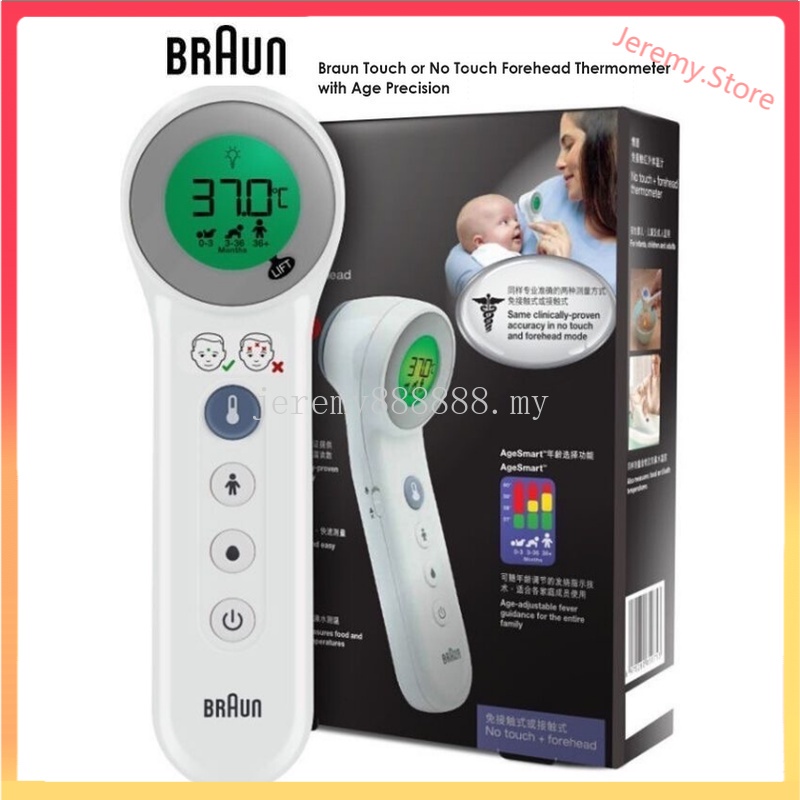 Braun Bnt400bnt410 Touch No Touch 3 In 1 Forehead Thermometer With Age Precision And Food 5037