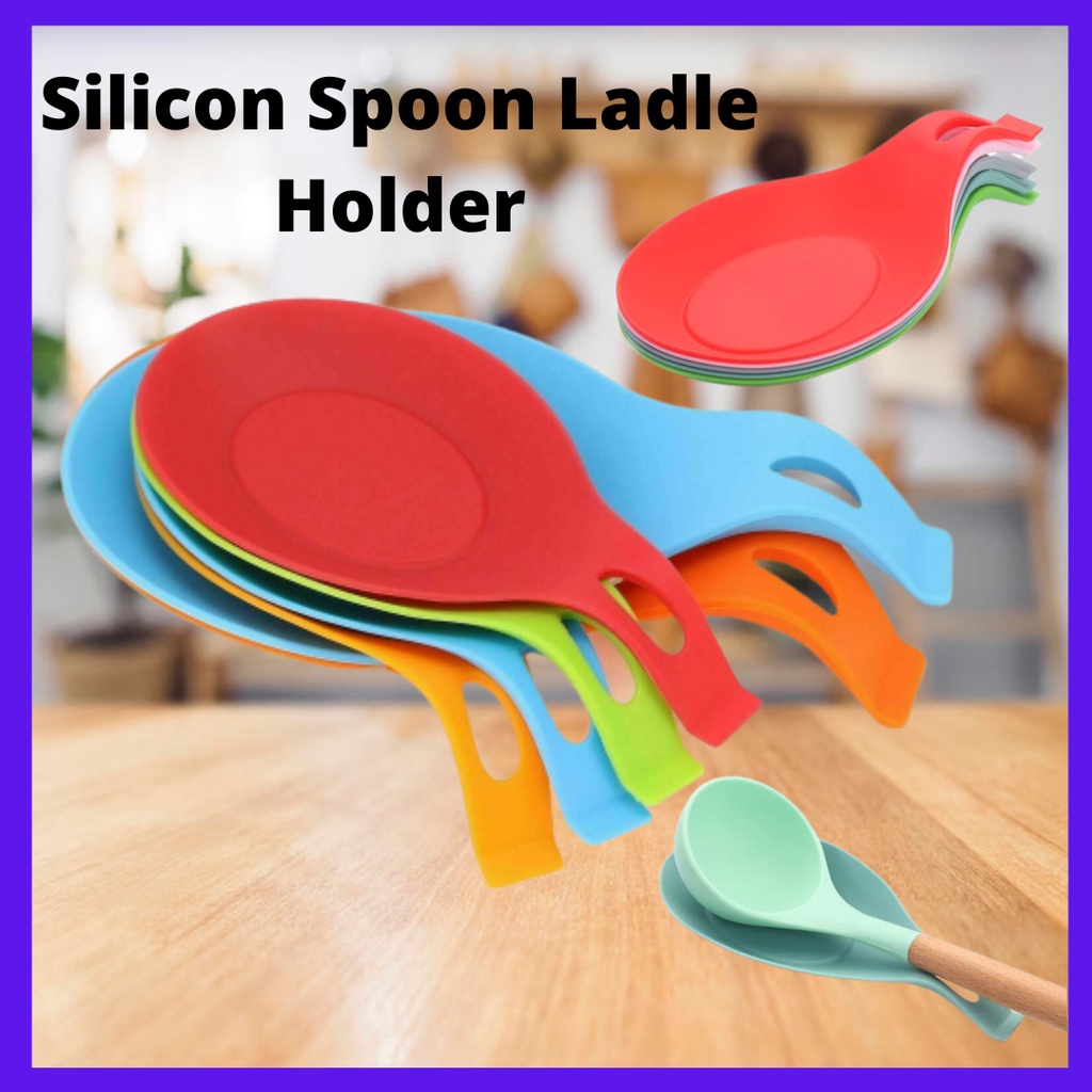 Silicon Spoon Ladle Holder Mat Rest Heat Resistant Placement Coaster ...