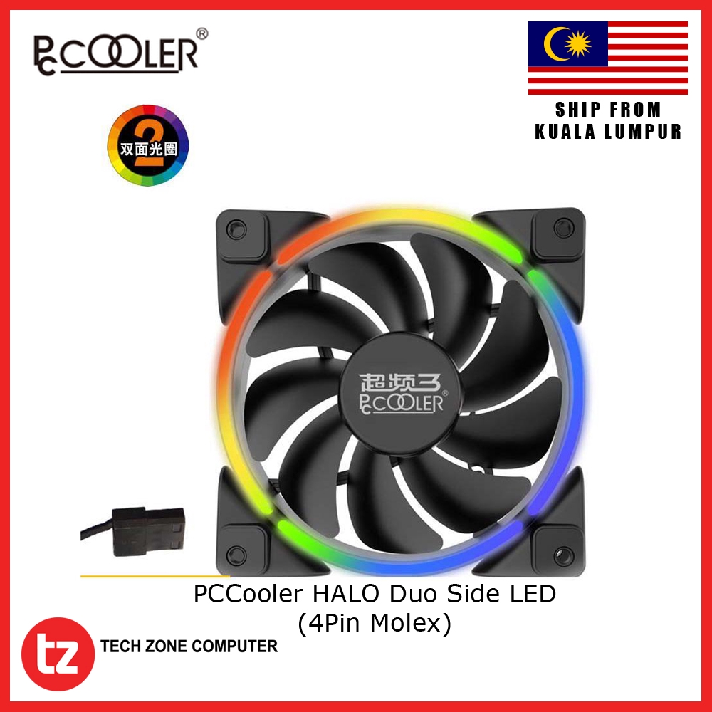 PCCooler HALO Duo-side LED Ring, 120mm Chassis Fan, 5 colors Aperture ...