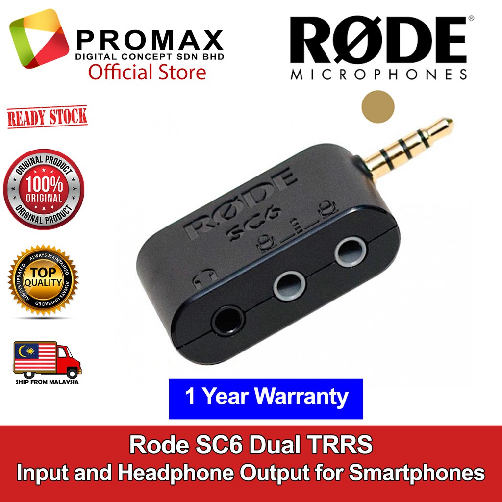 Rode microphones sc6 dual trrs discount input and headphone output for smartphones