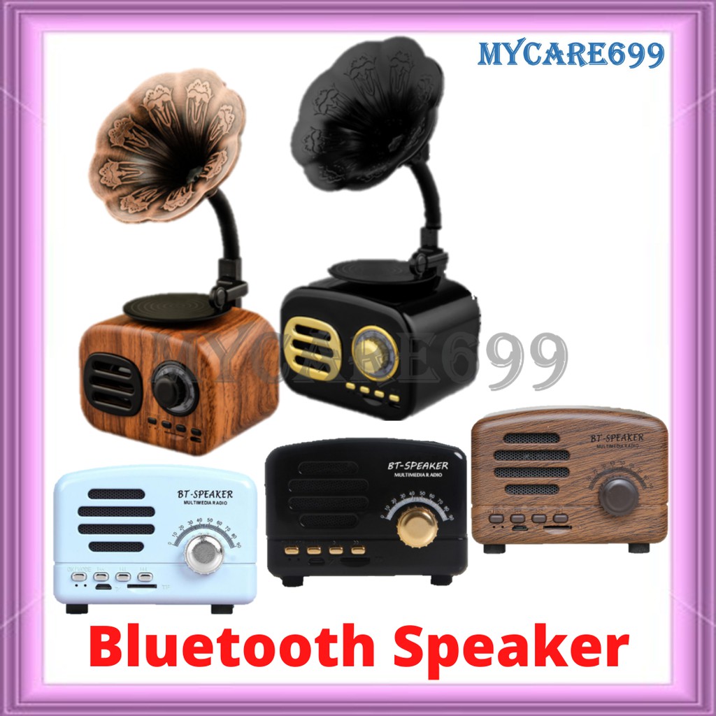 Bluetooth Speaker Wireless Portable Bass Mini Karaoke Retro Subwoofer ...