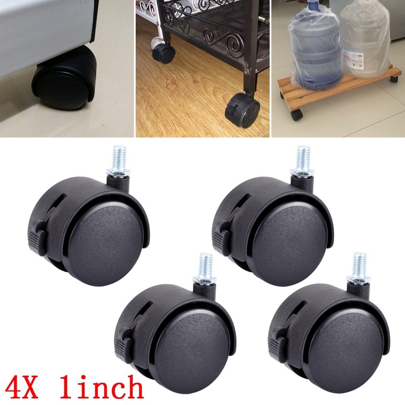 Emuca, Set of 4 Swivel Castors for Furniture 2 with Brake & 2 without Brake, 100