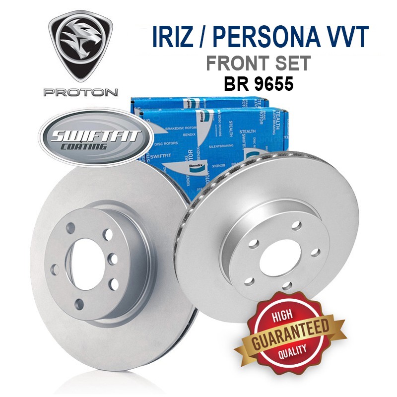 Original Bendix Disc Rotor Front Set [BR9655] - PROTON Iriz Persona vvt ...