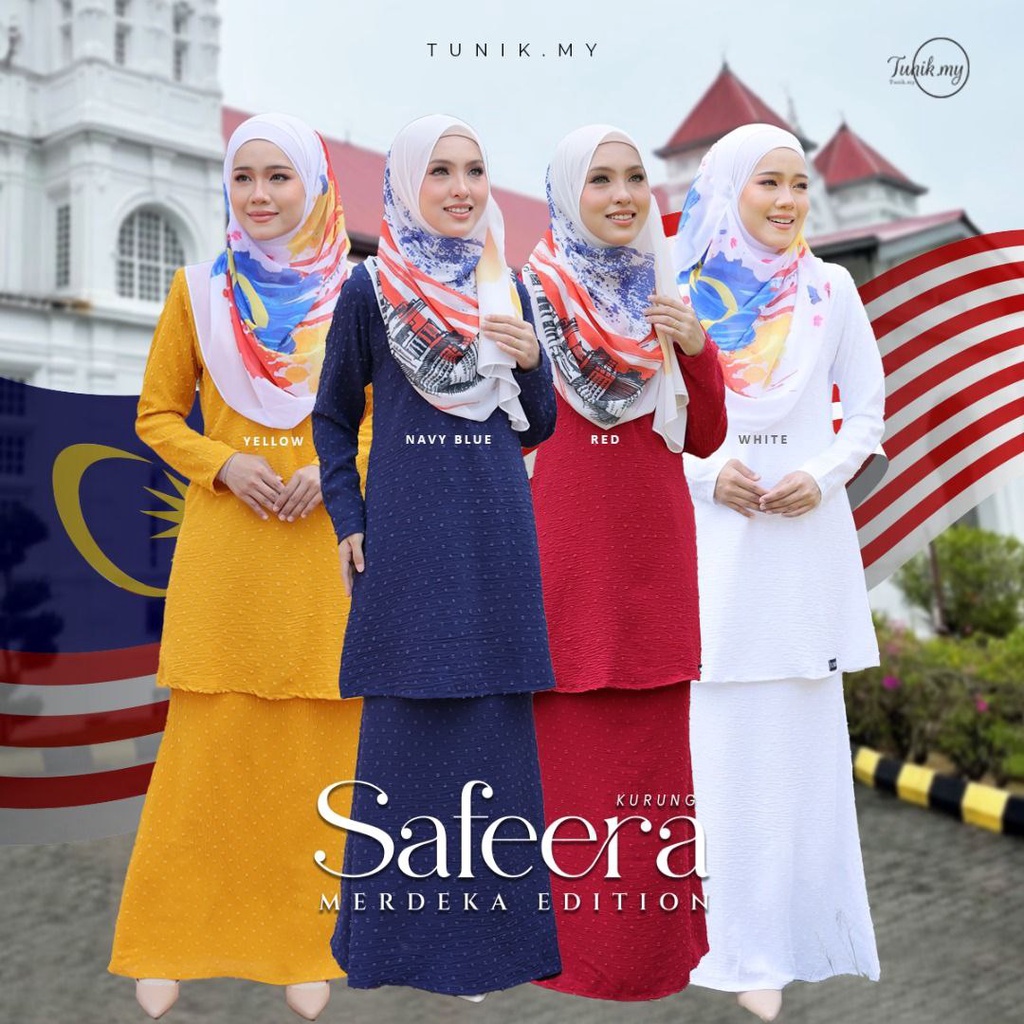 TUNIKMY Kurung Safeera Baju Kurung Plain Merdeka Baju Merdeka | Shopee ...