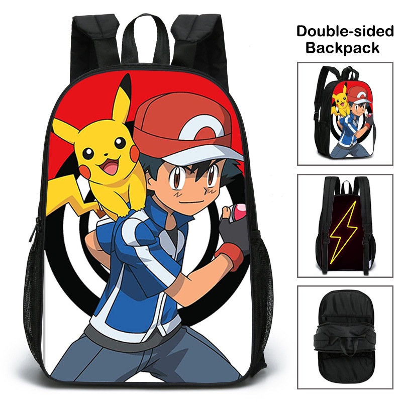 Pikachu Anime Double-Sided Schoolbag Pokémon Student Backpack Cartoon ...