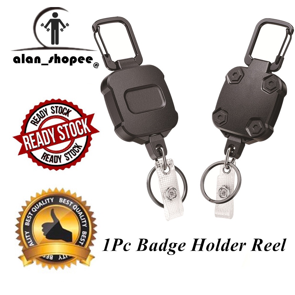 N0HA Retractable Badge Holder Steel Cord Keyrings, Heavy Duty