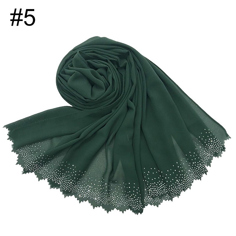 Rhinestone Embellished Women's Long Headscarf Islamic Muslim Hijab Shawl In Arab Style - Foto 8