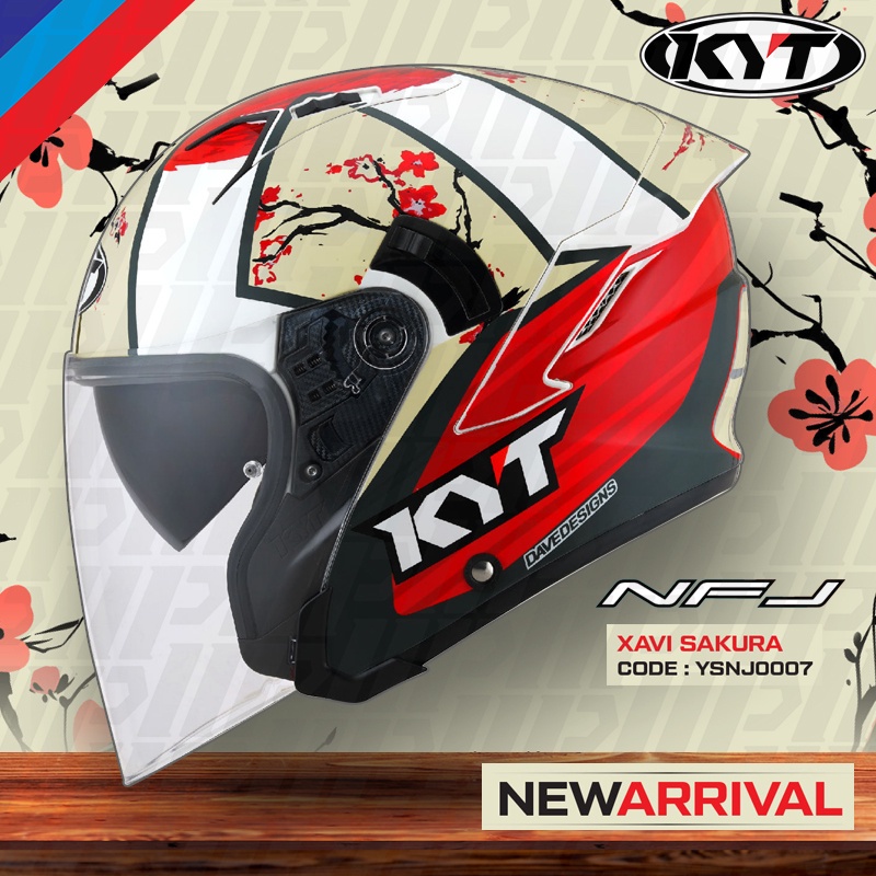 Kyt Nfj Xavi Sakura Double Visor Open Face Helmet New Design Shopee Malaysia