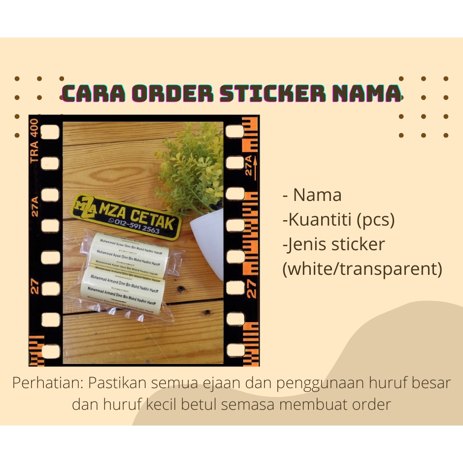 WATERPROOF Sticker Nama / Sticker Label / Sticker Transparent/ White ...