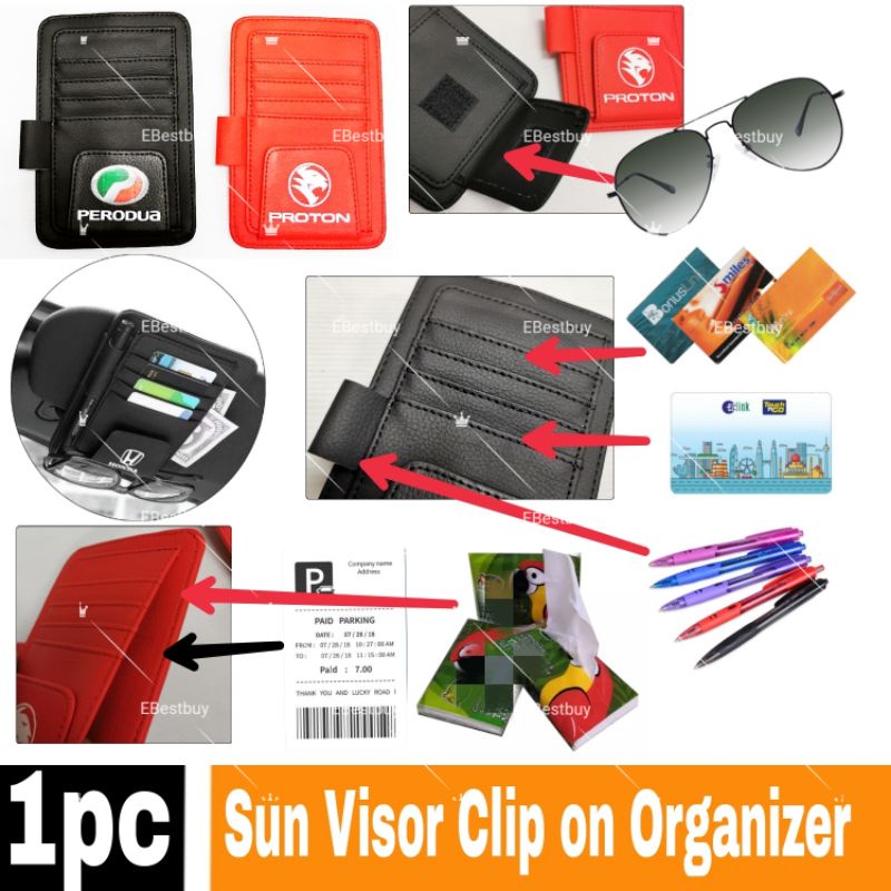 Car Leather Tissue Box Holder card pen tisu Proton Perodua Toyota visor ...