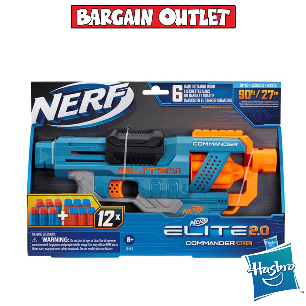 NERF Elite 2.0 Commander RD-6 Blaster, 12 Official Darts, 6-Dart ...