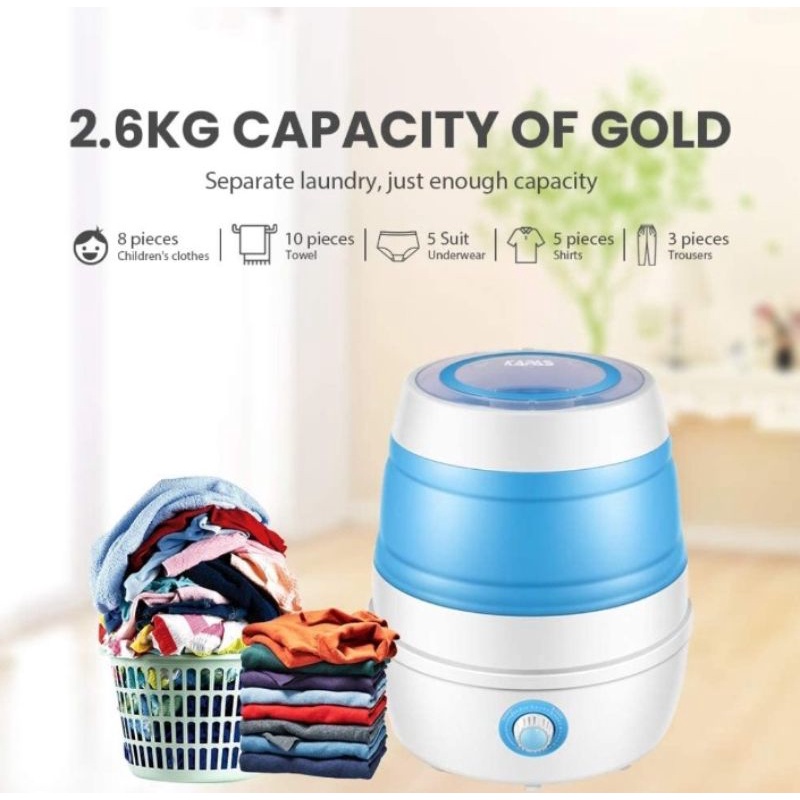 Portable Compact Washing Machine 1.34 Cu.ft Spin Washer Drain Pump 8