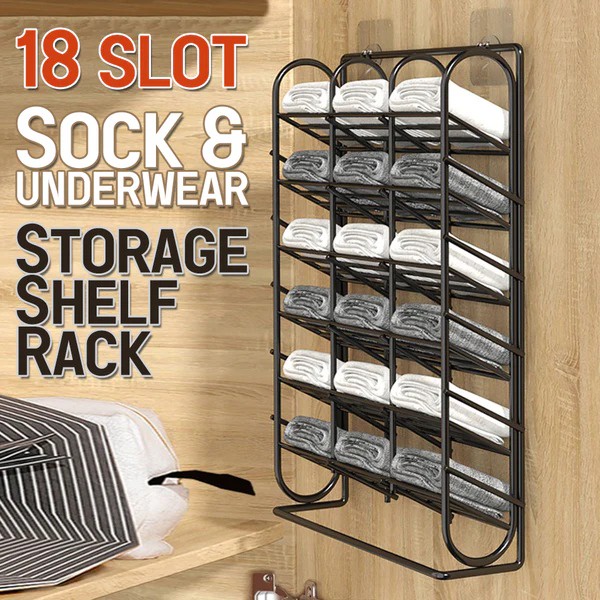 [ 18 Grid ] Sock And Underwear Storage Rack Rak Penyimpanan Stokin