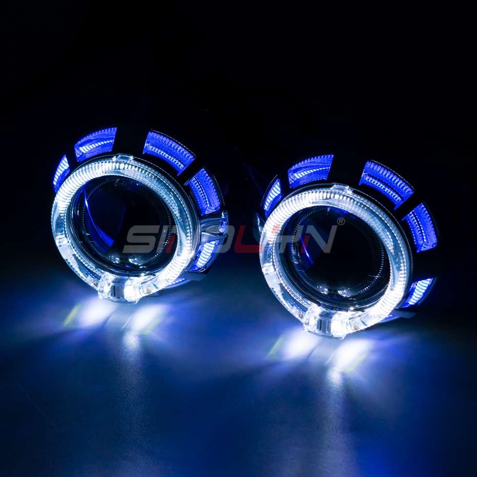 Sinolyn 2 Inch Dual LED Angel Eyes Bi Xenon Lenses For Headlight H4 H7 ...