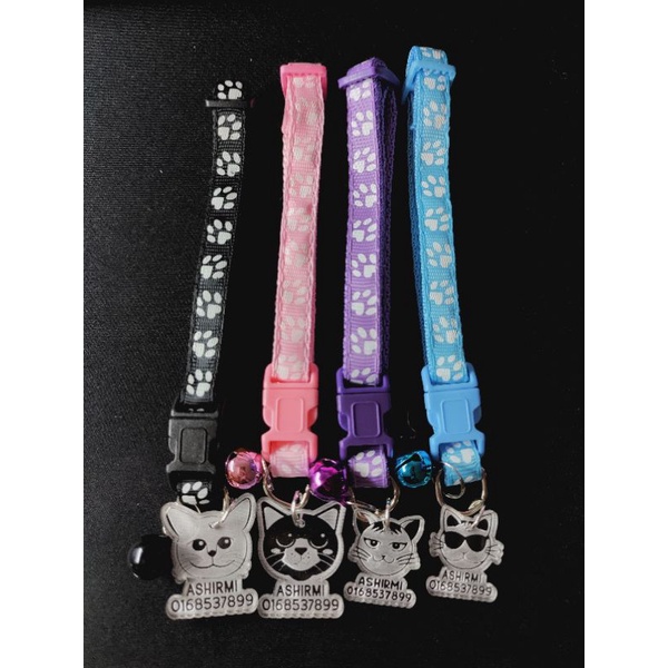 Rantai Kucing Tag Nama Kolar Kucing Custom Adult Cat Collar Tags Kalung Kucing Cat Collar With
