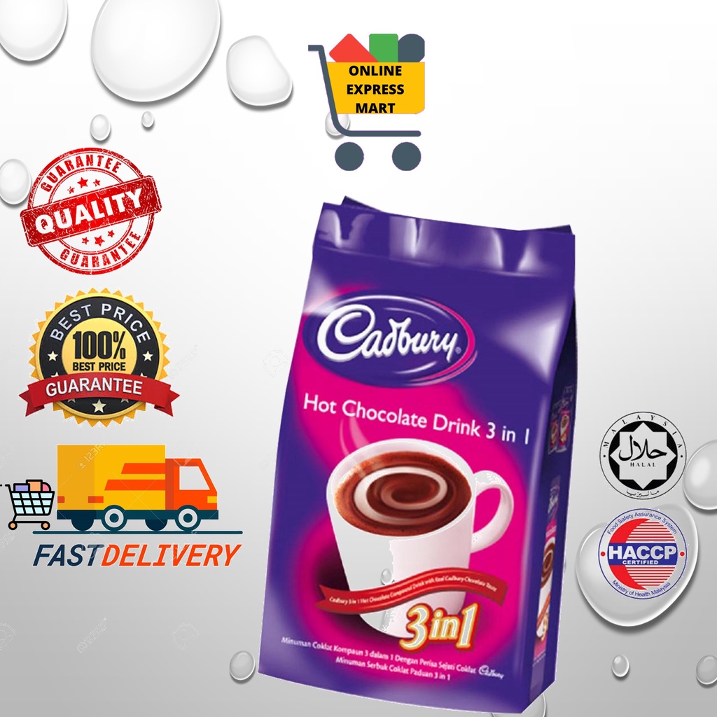 Cadbury 3 In 1 Hot Chocolate Compound Drink With Real Cadbury Chocolate Taste 15 Sachets X 30g