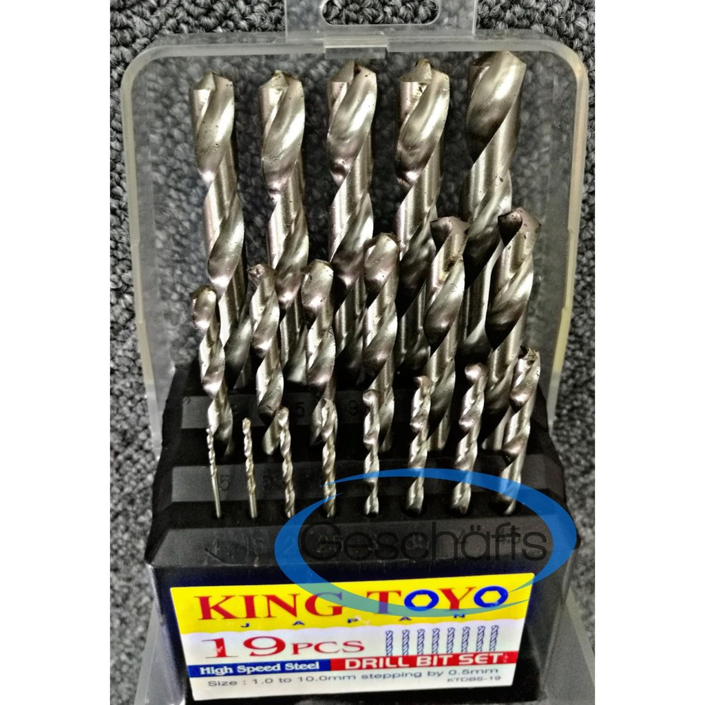 19 Pcs HSS Drill Bits Set KING TOYO KTDBS19 KING TOYO HIGH SPEED STEEL DRILL BIT SET Shopee