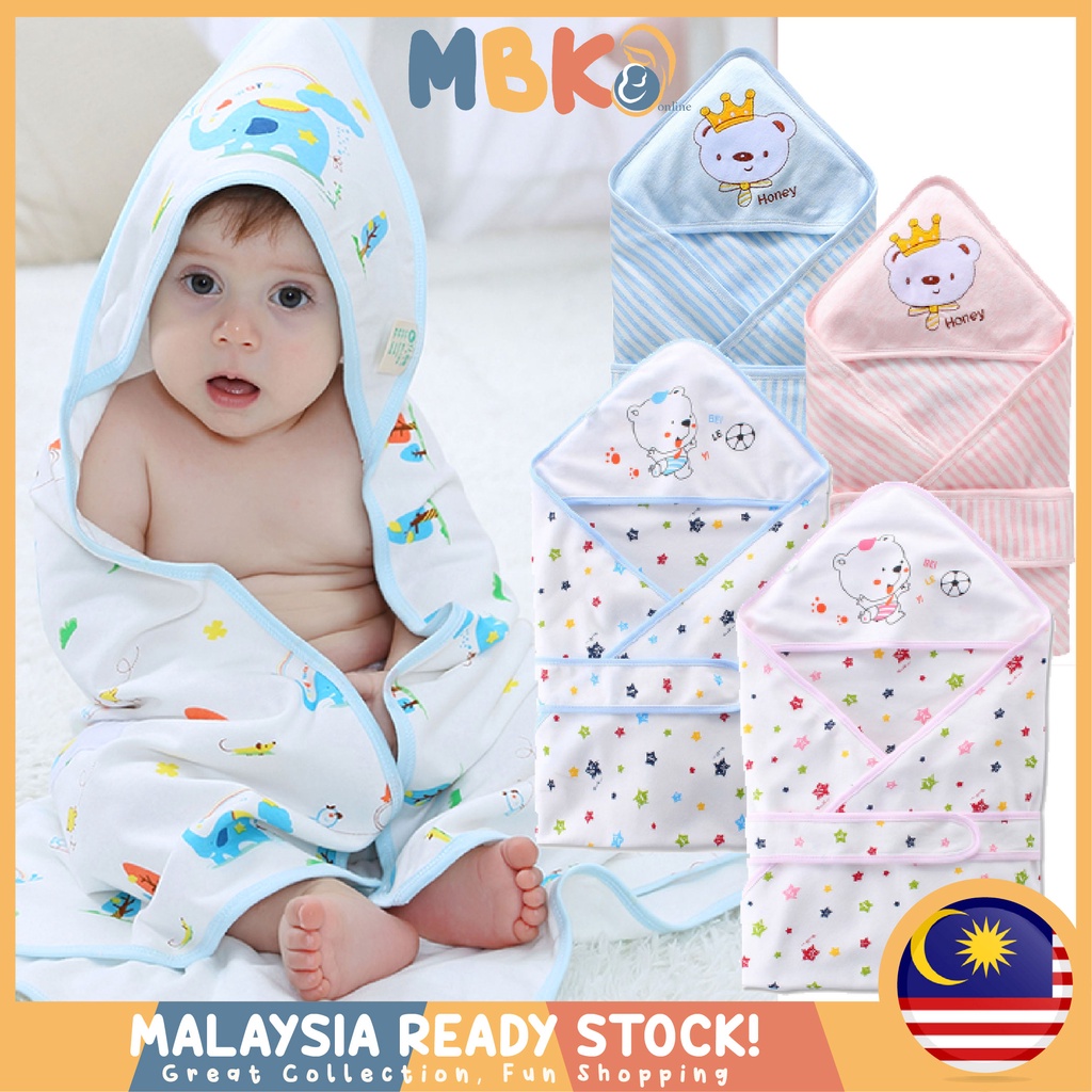 100 Cotton Kain Bedung Bayi Newborn Baby Cute Swaddle Cotton Blanket Infant Hooded Swaddling