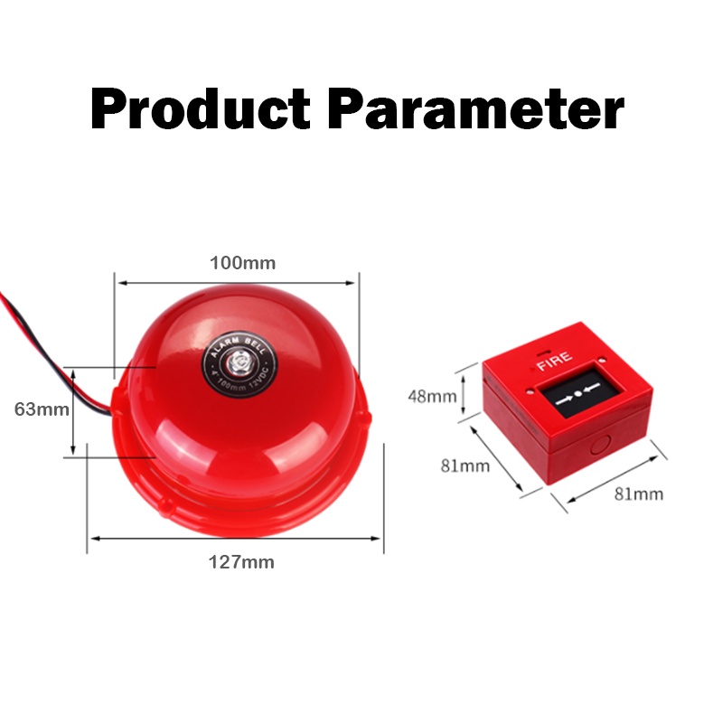 【PH Local】4 inch Fire Alarm Bell 95dB Red Industrial Building Elevator ...