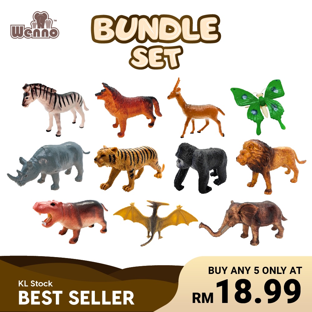 Offer 5 RM18.99 WENNO Educational Mini Animal Figurine Plastic Toys for ...