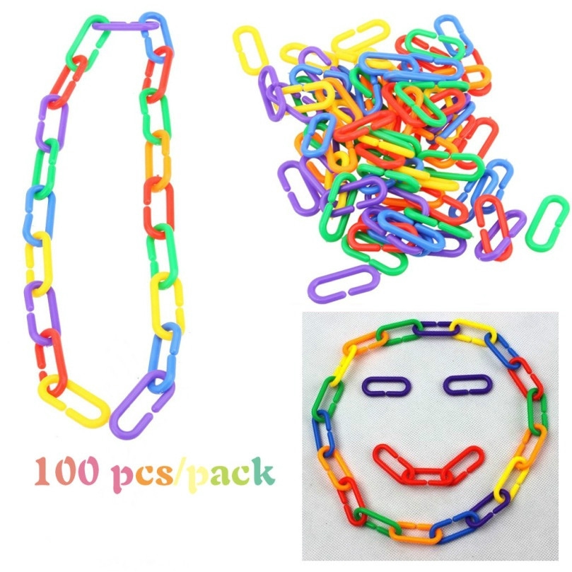 95pcs Plastic C-clips Hooks Chain Links Kids Diy C-links Chain Early  Learning Toys Mixed Color