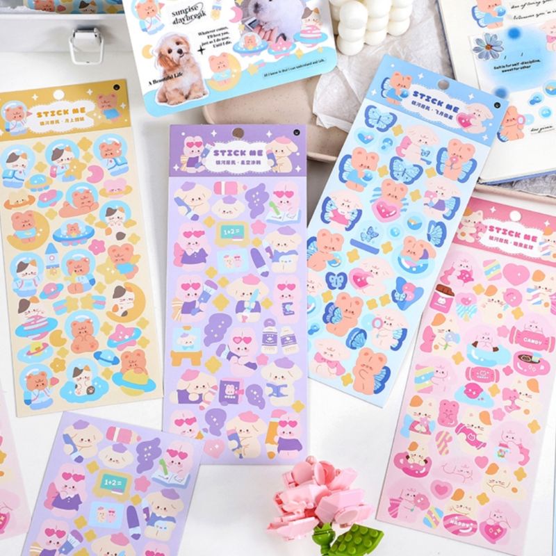 Bear Sticker Cute Sticker Waterproof for Diary Decoration Cute Pattern ...