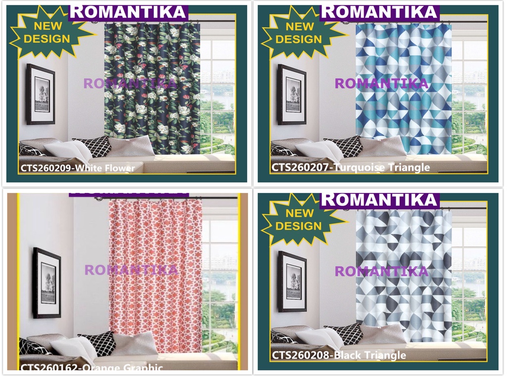 Romantika Loren Curtain French Pleat Hook Style 140X260cm Langsir Pintu