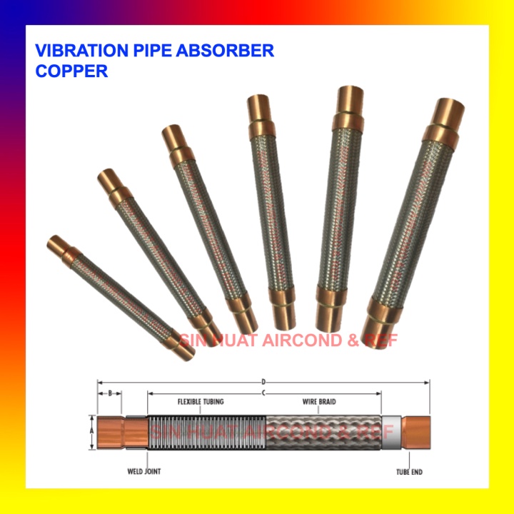 VIBRATION ABSORBER VIBRATION PIPE COPPER FLEXIBLE PIPE 1/2 5/8 3/4 7/8 ...